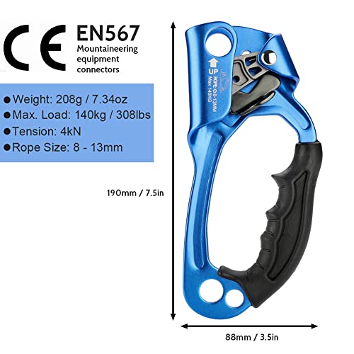Climbing Hand Ascender for Rock Climbing Arborist (Right and Left) for 8~13 mm Rope - color: Left and Right