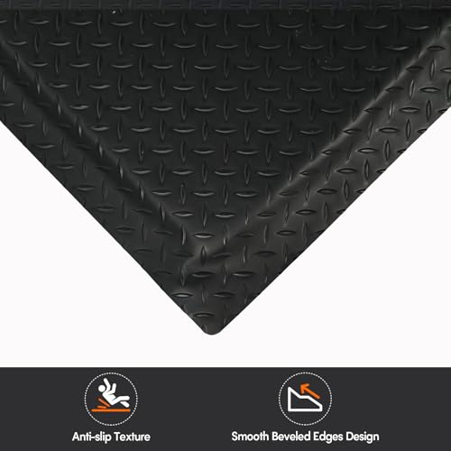 Anti Fatigue Mats Industrial 2' x 6' 15/16" Thick Ergonomic Standing Mat Commercial Heavy Duty Diamond Plate Shop Floor Mats Helps Relieve Back and Leg Soreness - size: 2' x 6'