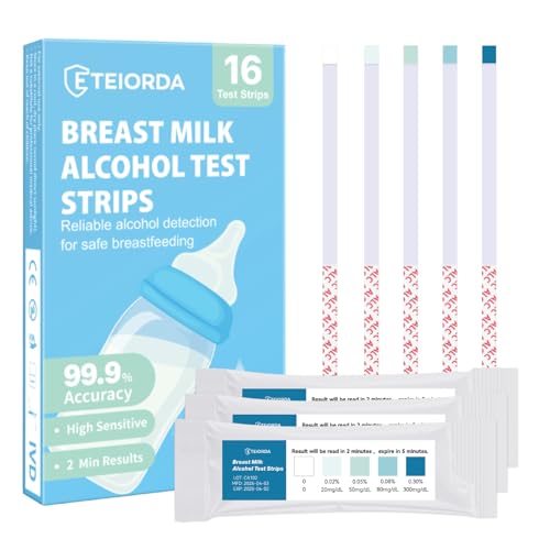 16ct Breastmilk Alcohol Test Strips Individually Wrapped | High Sensitivity,Portable,Quick 2 Minute Results for Breastfeeding Moms
