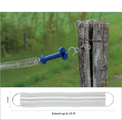 5 Pack Electric Fence Gate Big Tension Spring Extended up to 23 feet for Electric Fence Gate Livestock Fence Agricultural Fencing and Pasture - style: PK5 Big Tension Spring 23ft