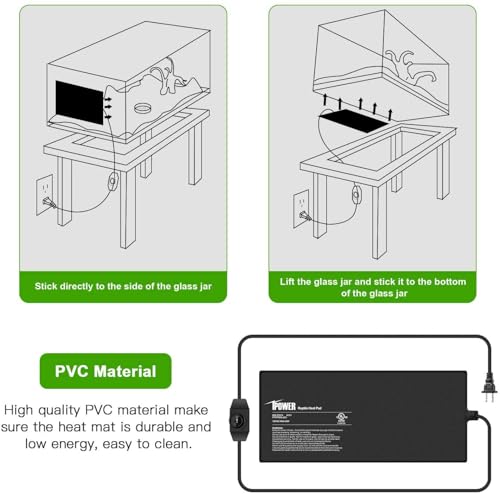 iPower 8x18 Inch Reptile Heating Pad with Adjustable Controller Knob, Under Tank Heater Mat for Turtles, Lizards, Snakes, Amphibians & Small Pets, 2 Pack - size: 8 X 18 Inch, style: 2 Pack Heat Pad with Adjustable Knob