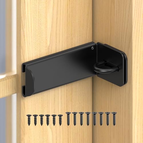 90 Degree Right Angle Door Locks, 3.3 Inch Thickened Sliding Hasp Latch for Inward Opening/Closet/Shed/Barn Door, Cabinet - Heavy Duty Latch for Home Security, Black, 1PC - color: Black, size: 3.3In-1PC
