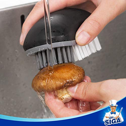 MR.SIGA Fruit and Vegetable Cleaning Brush with Non Slip Comfortable Grip | Potato scrubber brush, non slip fruit scrub brush - color: Black