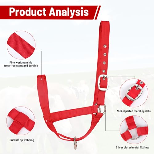Cow Halter Cattle Halters Adjustable Calf Halter with Leading Rope for Horse Donkey Goat Nylon Cattle Training Supplies Pink L - color: Pink, size: L