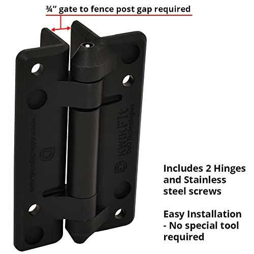 D&D KF3PPS KwikFit Gate Hinge, Non Self-Closing, Square Gates, Black, 2 pcs | General purpose non self-closing gate latch. Weather-resistant. For square gate & fence post. Easy to install.