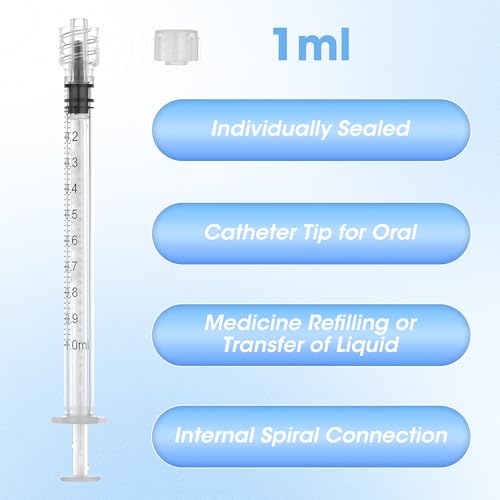 1ml Syringe with Cap, Luer Lock Liquid Transfer Syringes, 30 Pack Wrapped | Clear scale markings and smooth operation, controlled dispensing, and easy liquid transfer - style: 1 ml Luer Lock
