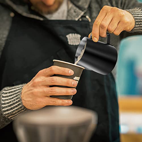 HULISEN Milk Frothing Pitcher, 6.8oz/200ml Stainless Steel Frother Cup | Small Steaming Pitcher for Espresso Machine, Latte Art Pour Cup, Measurement Markings, Dishwasher Safe, Black - size: 6.8 Ounces
