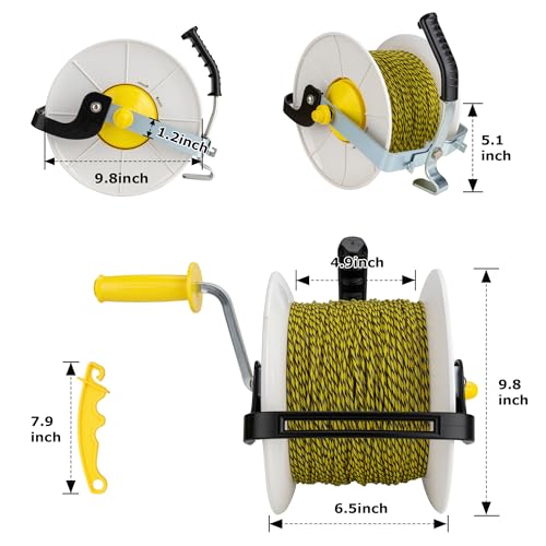 3:1 Geared Electric Fencing Standard Reel with 1640ft Premium Polywire 6 Conductors Plus 1 Free 8 inch Insulgrip 1 Pack - size: 1640 feet x 1 standard reel x 1 Handle