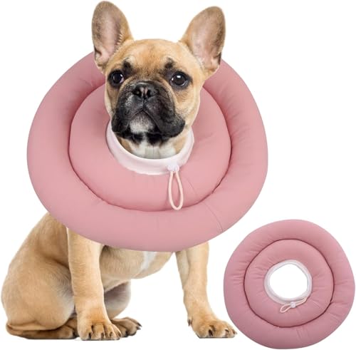 IDOMIK Dog Recovery Collar, Waterproof Soft Dog Cone After Surgery | Comfy Protective Elizabethan Collar Alternative for Dogs Cats, Adjustable Pet Neck Donut Cone Anti-Licking Wounds,Pink,L - color: Pink, size: L