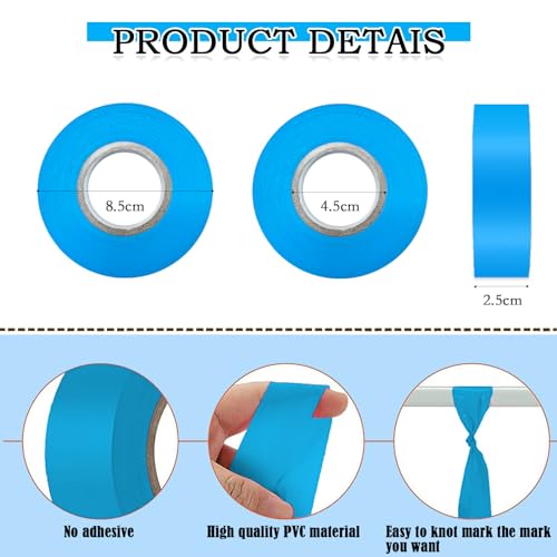 10 Pack Blue Flagging Tape, Non-Adhesive Plastic Ribbon Neon Marking Roll | 1inch*2000ft, Marking Tape for Tree Marking, Hunting, Boundaries and Hazardous Areas,Trail Marking - color: Blue-10pack