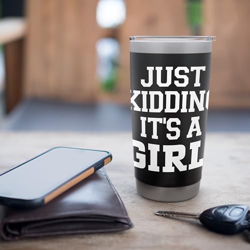 Just Kidding It's a Girl Pink Gender Reveal Party Supplies Stainless Steel Insulated Tumbler