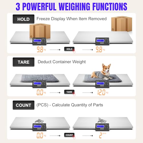 Precision Livestock Scale,1100lb×0.2lb Large Dog Scale (40.5"×20.6") | Large Breed Animal Livestock Weight Scale,Silver Smooth Stainless Steel Platform with Bonus Non-Slip Mat for Large Breed Pets - size: 40.5"×20.5"