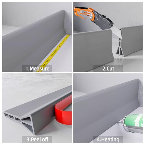 Raycity 3"H Shower Threshold Water Dam, Shower Water Guard (59 inch, Grey) | Silicone Rubber Water Stopper for Walk in Shower, Water Barrier, Prevent Leaks, Suitable for Bathroom, Kitchen - color: Gray, style: 59 inch