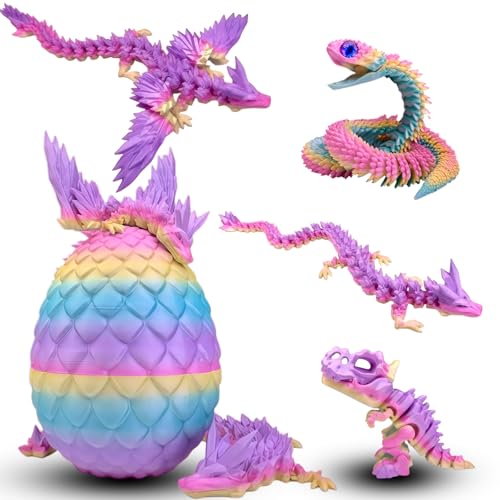 5 Pcs，12" 3D Printed Rainbow Dragon Eggs,Dinosaur Egg,Crystal Dragon Toys,Snake Eggs, Animals,Fidget Toy,Desk Executive Toy，Easter Eggs Basket Stuffers,Toys for Boys Kids Teen 5-7 4-6 8-12 - color: Pp-05