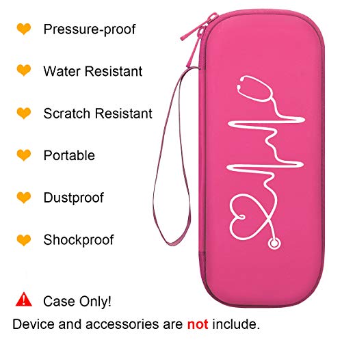 BOVKE Travel Carrying Case Compatible with 3M Littmann Classic III,MDF Acoustica Deluxe Stethoscopes - Extra Room for Medical Bandage Scissors EMT Trauma Shears and LED Penlight, Raspberry - color: Pu Leather_Raspberry