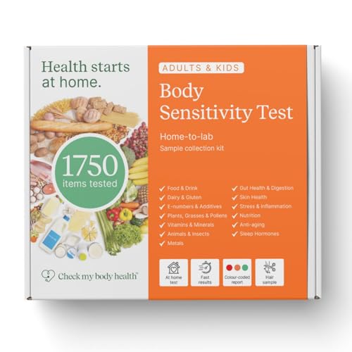 Food Sensitivity Test Kit for Adults & Kids - 1,750 Items - Hair Sample | Body Sensitivity Test by Check My Body Health - Results in 3–5 Days - Includes Nutritional Support and Meal Planner - size: 1750 Test Kit