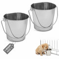 Flat Sided Stainless Steel Hanging Bucket, 1 Quart (0.25 Gallon), 2 Pack, Heavy Duty Kennel Cage Food & Water Pail for Small Dogs, Cats, Birds & Pets, Durable, Easy to Clean Feeder - size: 1 Quart (Pack of 2)