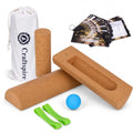 Cork Balance Board 4-in-1 Foot and Ankle Strengthener Kit | Natural cork kit with roller, ball, toe bands, guide and log for foot strength, ankle stability, mobility and balance