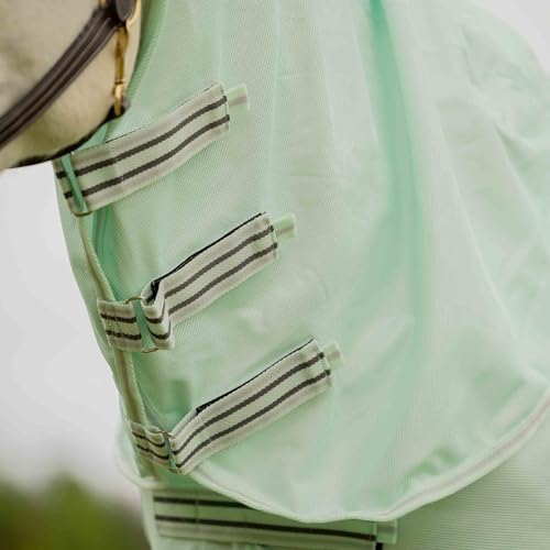 Equinavia Brisk Mesh Horse Fly Sheet with Neck Coverage, UV Protection | Cool Breathable Equine Fly Sheet for Horses, Horse Turnout Sheet Against Pests, Insects and Sun Exposure, Misty Jade - color: Misty Jade, size: 69 in