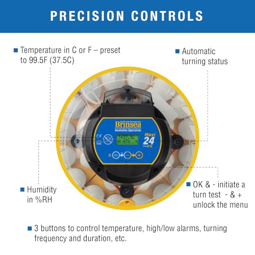 Brinsea Maxi 24 EX Egg Incubator with Automatic Turning & Humidity Control | 50+ years of expertise! Built-in automatic humidity, auto-turn & temp alarms take the guesswork out of hatching 24+ eggs