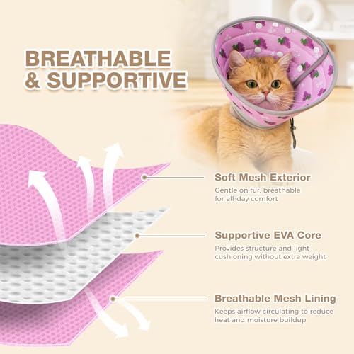 Avont Cat Cone Collar – Soft Lightweight Recovery E-Collar for Cats - Grape M - color: Grape, size: M(Neck: 8"-9")
