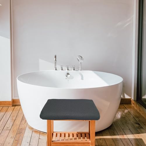REEZEIVI Shower Seat Cushion,Silicone Non-Slip Base for Elderly & Disabled | Raised 4D mesh shower pad, soft breathable, washable quick dry, silicone non-slip bottom - size: grey-green