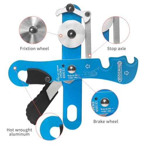 NewDoar Climbing Stop Descender Rappelling Belay for Ropes 10-12mm The Novices for Rescue & Arborist CE Certification - color: Blue