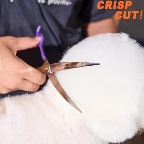 High-end Professional Dog Grooming Curved Scissors Pet Curved Shears 8 Inches Extremely Very Sharp Made Of Stainless Steel Alloy By Hand For Dog Cat Groomer - color: 8inch Curved Shears