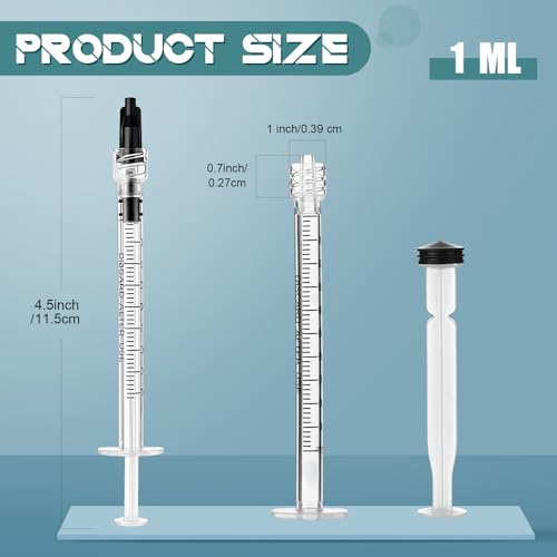 TrelaCo 50 Pack Syringe Without Needle Disposable Plastic Syringes with Cap Measuring Dispensing Tools Individually Sealed for Pets Feeding(1 ml) - size: 1 ml