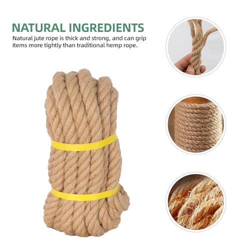 Natural Jute Rope, Heavy Duty Thick Rope, 3/4 in x 25 ft | For indoor and outdoor crafts, nautical rope decor, railings, hammocks, swings, gardening and tug of war - size: 3/4 in x 25 ft