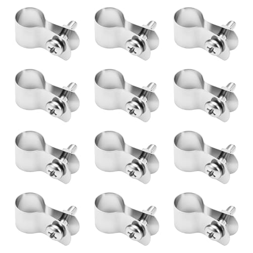M METERXITY 12-Pack 1/2" Brace Bands Chain Link Fence Parts | Galvanized Steel Chain Link Brace Band with Bolts and Nuts for Fence, Gate, Posts, Rust-Resistant [Silver] - size: 1/2"
