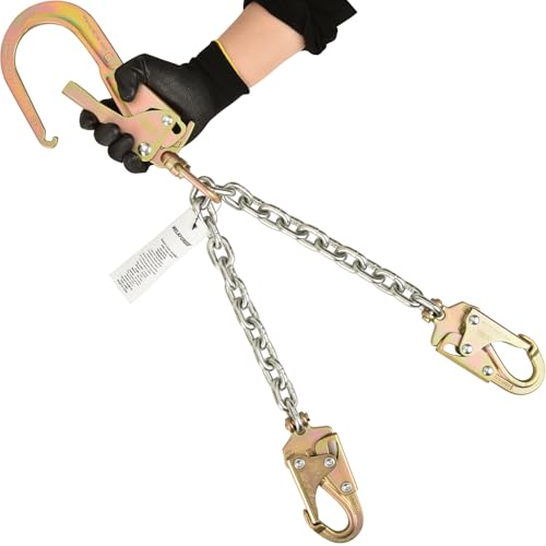 Rebar Positioning Chain Assembly with Swivel Double Self-Locking Snap Hooks Construction Positioning Chains ANSI/OSHA Compliant