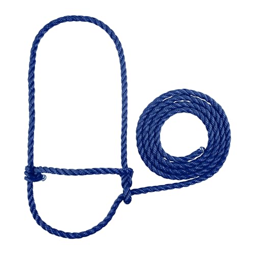 Weaver Livestock Braided Poly Rope Cattle Halter, Adjustable, Modern Style Cow Calf Halter, Livestock Handling Equipment for Showing, Blue - color: Blue, size: One Size