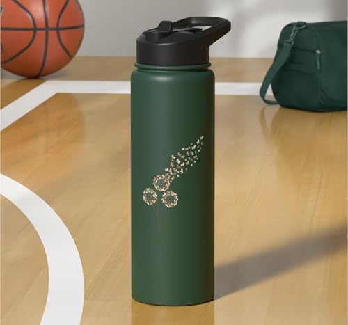 Goat Dandelion Kids Funny Farm Animal Goat Seeds Play Stainless Steel Insulated Water Bottle - color: Dark Green