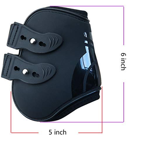 Open Front Jumping Tendon Horses Boots, Secure Leg Protection, Lightweight and Tough Dressage Horse Riding Equestrian Equipment - color: Black(Front & Hind Boots Set)