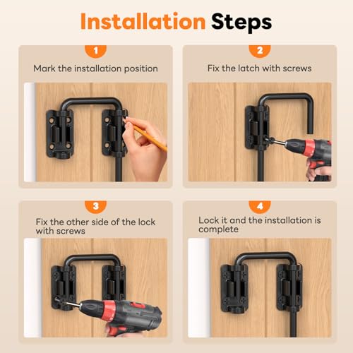 Sliding Door Loop Lock, 2-3/8 Inch Door Latch Lock, Black,1PC | Patio Sliding Door Latch, 7mm Solid Stainless Steel, Door Lock for Barn, Screen, Fence, Garden, Shed, Multi Angle Fit - color: Black-1PC
