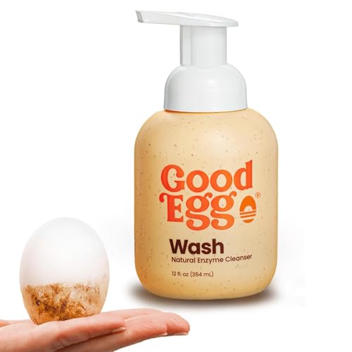 GoodEgg Enzyme Egg Wash Cleaning Solution, Foaming Spray Pump, Refillable | 12oz Bottle, Safe To Use, Doesn't Penetrate Egg Shells, Easily Removes Dirt, Poop, and Feathers, Chicken Egg Washer, USA Made