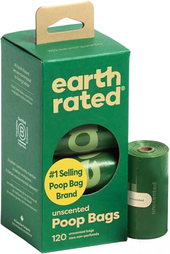 Earth Rated Dog Poop Bags on Refill Rolls, 120 Bags, Unscented | Guaranteed Leak Proof and Extra Thick Waste Bag Refill Rolls - size: 1 Count (Pack of 120)