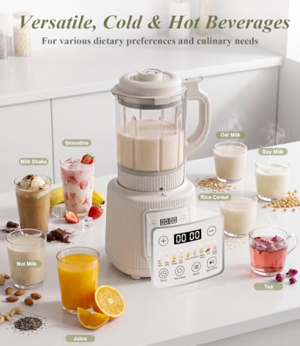 Nut Milk Maker Machine, 59oz Soy Milk Machine with Detachable Design, 9 in 1 Homemade Soy, Almond, Oat, Plant Based Milk, Juice, Milkshake and Smoothie Maker, 24H Delay Start, Auto Clean