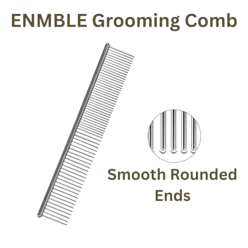 Dog Comb – Stainless Steel Metal Comb for Dogs with Rounded Ends | Cat Comb for Removing Tangles and Knots | Dog Grooming Comb for Dog Cat and Pets | Groom Like a Professional