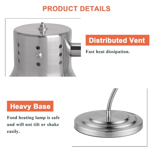 Stainless Steel Food Heat Lamp Commercial Food Warmer Lamp Food Service Restaurant Retractable Heat Lamp Heating Lamp for Food Warming Restaurant Buffet Home Use Warmer