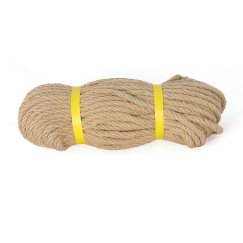 Natural Jute Rope, Heavy Duty Thick Rope, 1/4 in x 100 ft | For indoor and outdoor crafts, nautical rope decor, railings, hammocks, swings, gardening and tug of war - size: 1/4 in x 100 ft