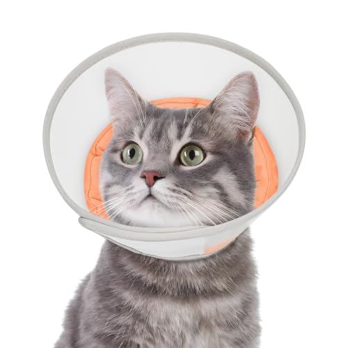 Supet Soft Cat Cone Collar to Stop Licking, Breathable Mesh Cone with Waterproof Liner Recovery Collar, for Kitten and Large Cats, Comfortable Alternative for Spay Neuter Grooming, S, Vibrant Orange - color: Vibrant orange, size: S