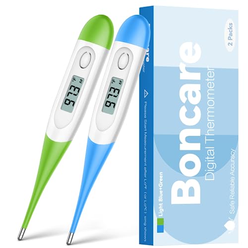Boncare Rectal Thermometer for Baby 2 Packs (Light Blue+Green) | Digital Thermometer with 10 Seconds Fast Reading - color: Light Blue+Green