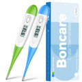 Boncare Rectal Thermometer for Baby 2 Packs (Light Blue+Green) | Digital Thermometer with 10 Seconds Fast Reading - color: Light Blue+Green