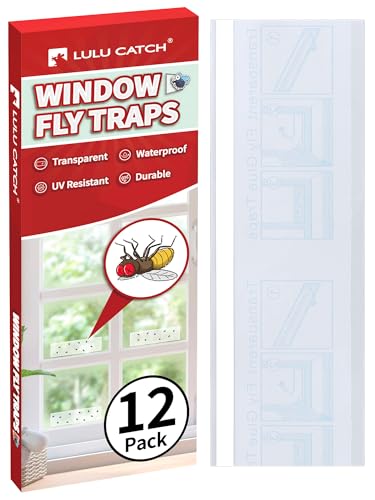 LULUCATCH Window Fly Trap, 12 Pack Fruit Fly Traps for Indoors, Sticky Gnat Trap Bug Trap, Non-Toxic Odorless Flying Insect Trap, Pet Safe Bug Catcher for Fruit Fly, Mosquitos, Fungus & Flying Insect