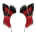 Handmade Wolf Ears Headband Fox Ear Hairband Wolf Cosplay Props - color: Red