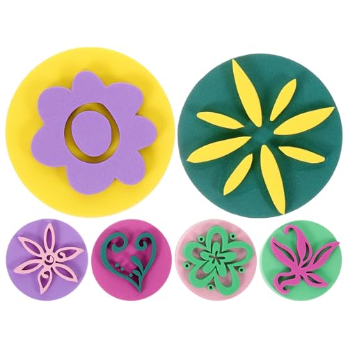 SEWACC 6pcs Eva Painting Sponges Colorful Flower Shapes Foam Sponge Stampers for Kids Teens Adults DIY Painting Drawing Crafts Supplies