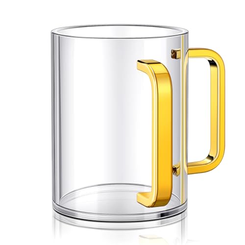 Dingion Judaica Hand Washing Cup for Netilat Yadayim,Clear, Gold Handle | Clear Acrylic Judaica Hand Washing Cup Stable Dual Gold Handles 5 Inch Netilat Yadayim Cup Traditional Jewish Ritual Kohanim - color: Clear, Gold Handle