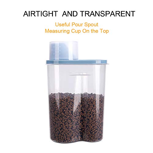 2 Pack 2lb/2.5L Pet Food Storage Container with Measuring Cup, Can Covers and Bowl for Small Dog, Cat, Waterproof-BPA Free - color: Blue 2.5L
